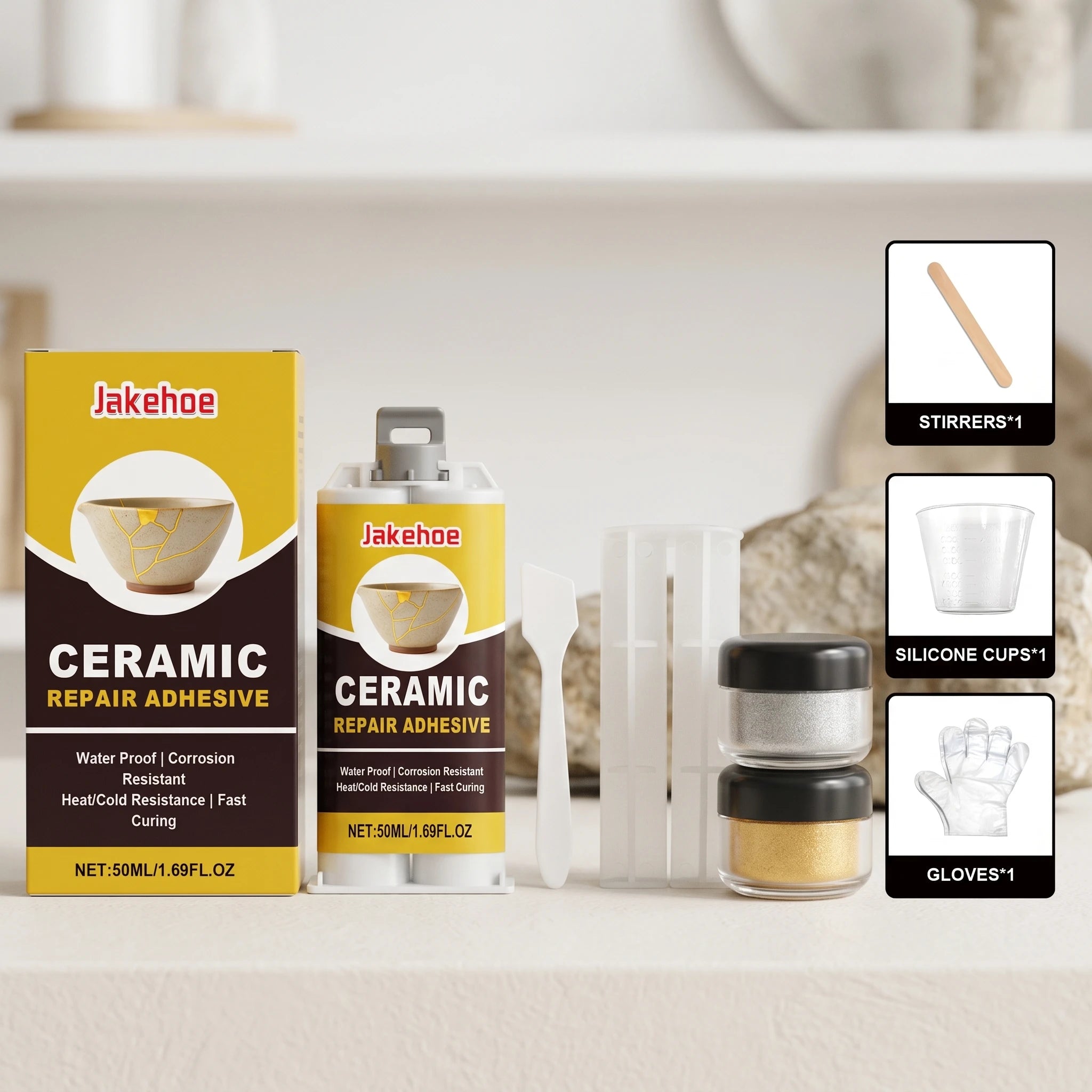 Ceramic Repair Adhesive Kit Repair Ceramic Glass Beautify Cracks Heat & Cold Resistant Fast Curing Waterproof Crack Repair Glue Qme