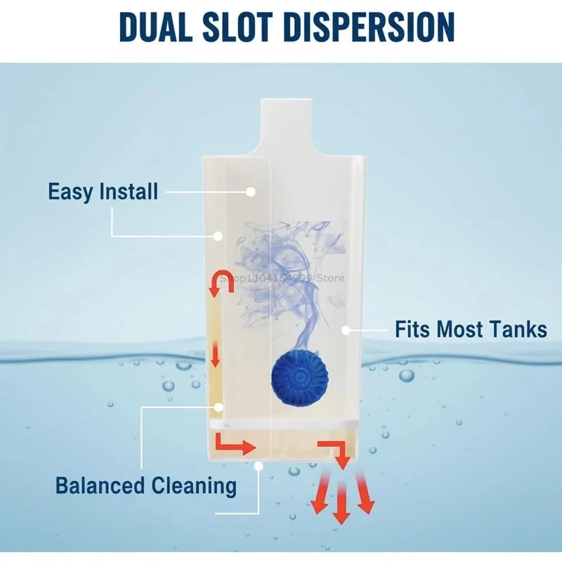 Toilet Bowl Cleaner Buffer Box | Hanging Slow-Release Dispenser for Toilet Tanks (Cleaner Not Included) - Extends Cleaning Time Qme