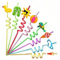 8 Colored Reusable Cartoon Straws Durable Plastic Milk Water Qme 8pcs