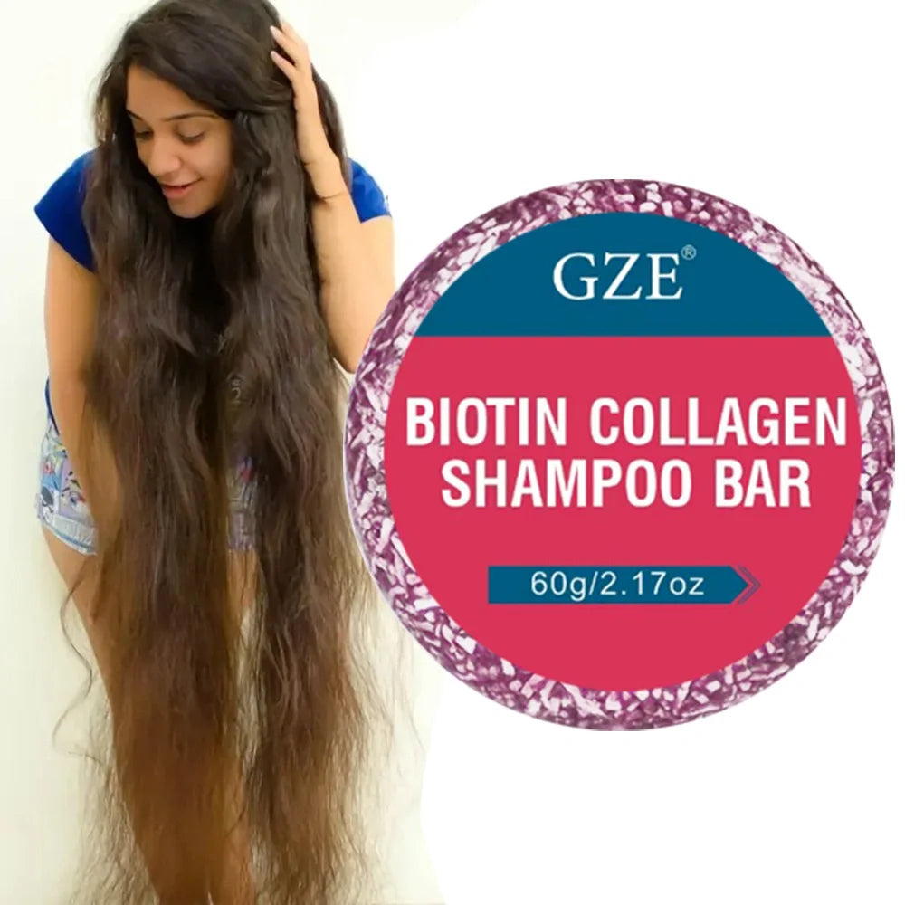 GZE Biotin Collagen Shampoo Bar Clarifying Shampoo for Men & Women Strengthening Qme
