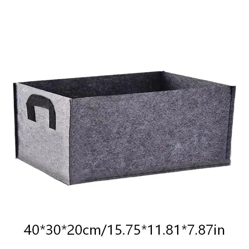 Rectangular Fabric Plant Grow Bag Breathable Non Woven Planter Pot Qme Gray 40x30x20cm