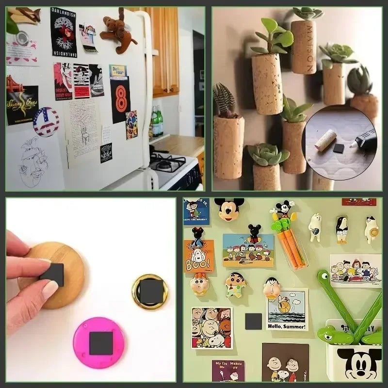 Wholesale Magnetic Sheets Square and Round Self Adhesive Magnet Sheet for Household Refrigerator Office Flexible Sticky Stickers Qme