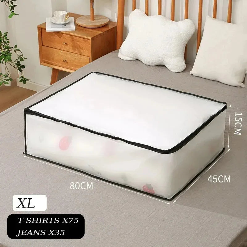 1-2Pcs Household Blanket Wardrobe Underbed Storage Bag Foldable Large Capacity Waterproof Dustproof Clothes Quilt Storage Bag Qme black XL 2pcs