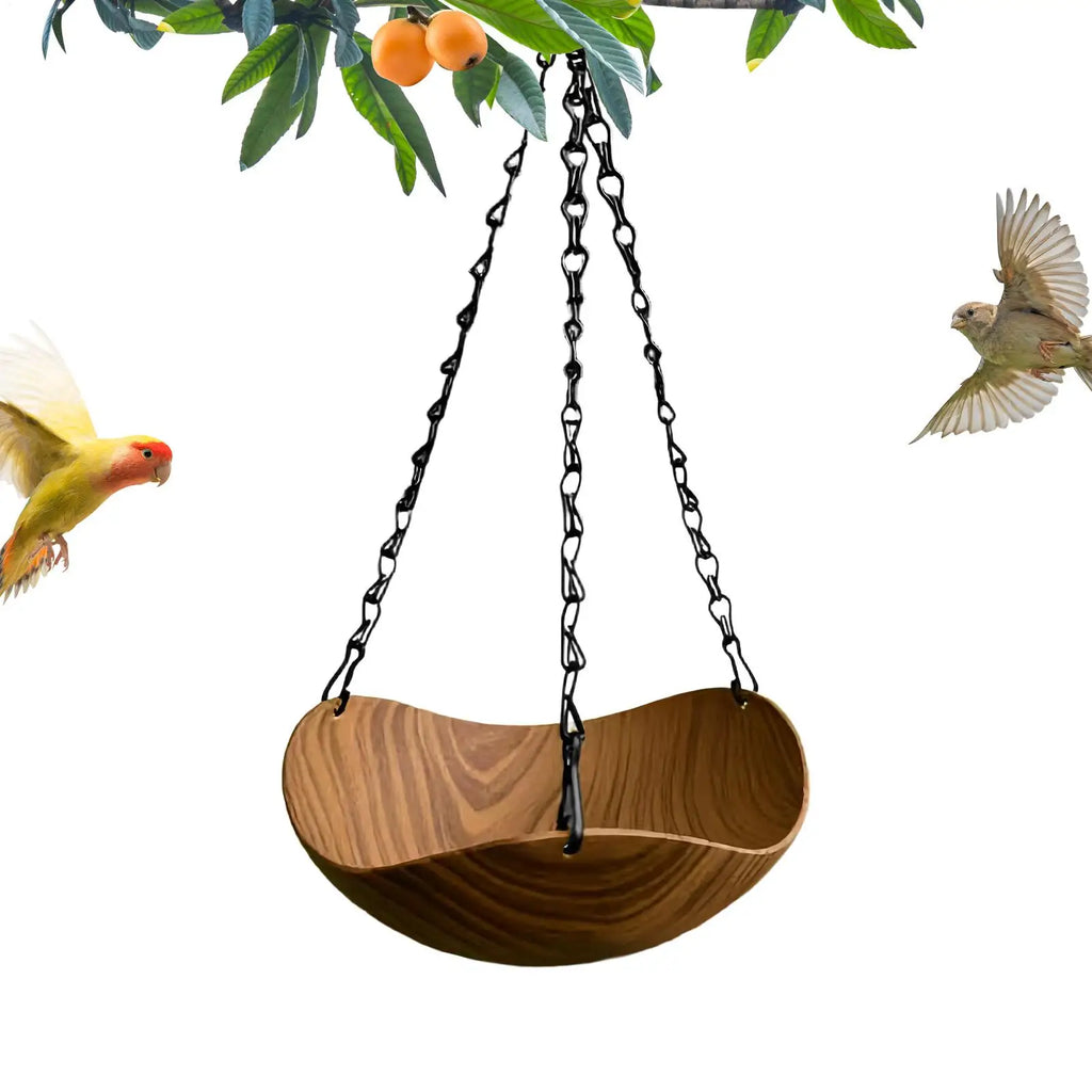 Garden Bird Bath Wooden Bird Bath Feeder Water Bowl Wild Bird Feeders Tray for Park Deck Yard Porch Courtyard Backyard Balcony Qme