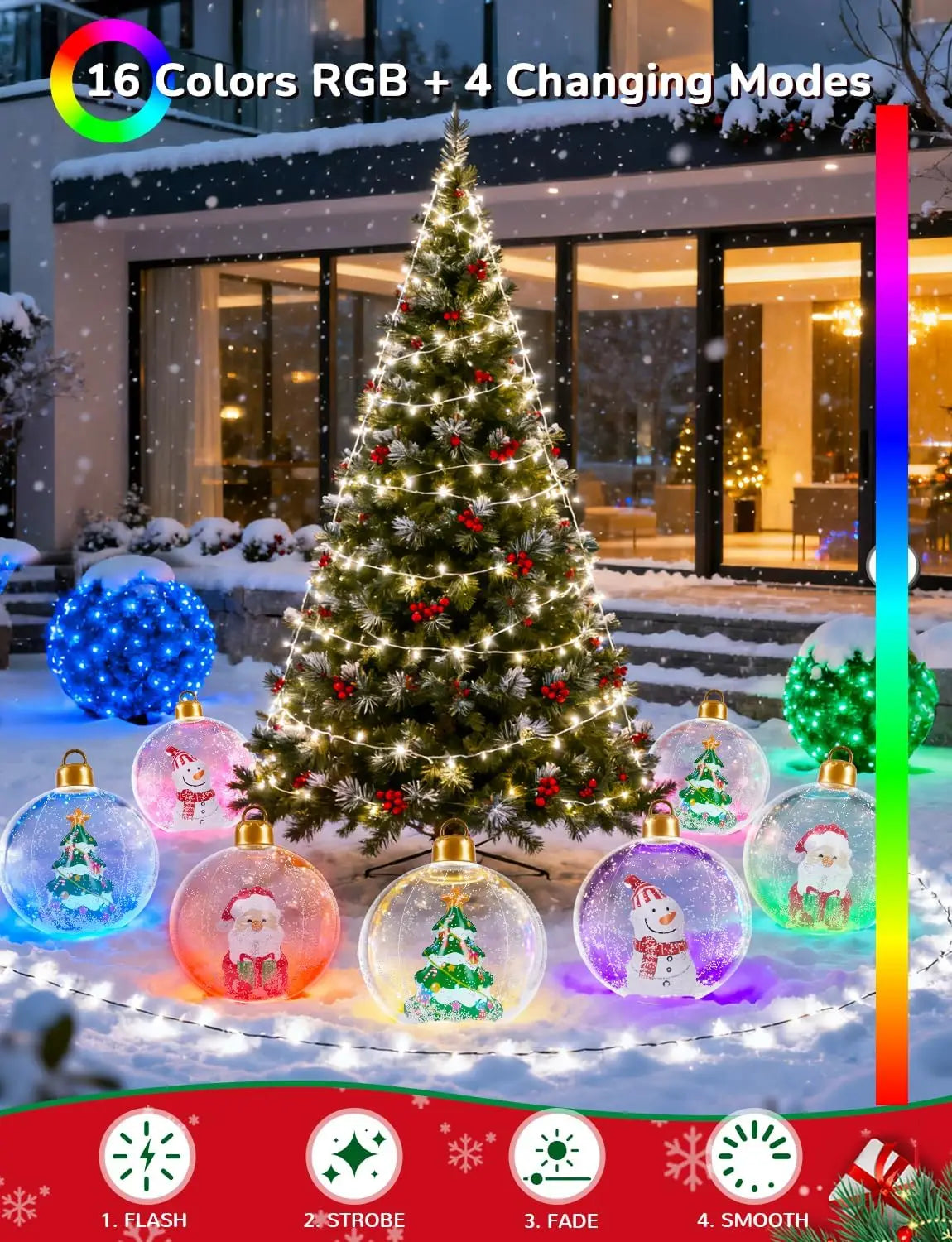 Inflatable Christmas Ball with Lights for Outdoor Courtyard Decoration PVC Transparent Snowman Christmas Decor Ball New Model Qme