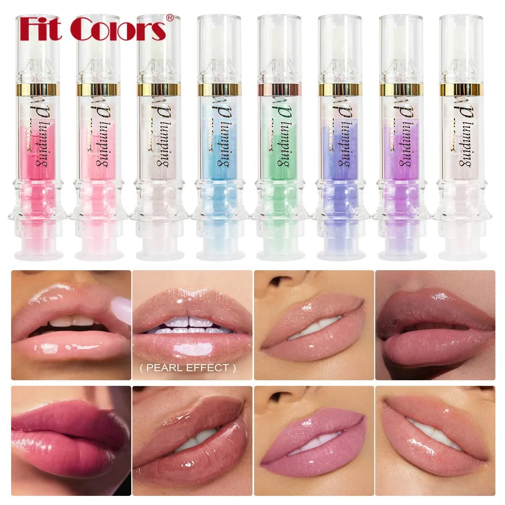Shine Crystal Volume Lip Oil Plumping Pearl Gloss Pink Blue Hydrating Transparent Jelly Lip Gloss Serum Lip Care Makeup Cosmetic Qme
