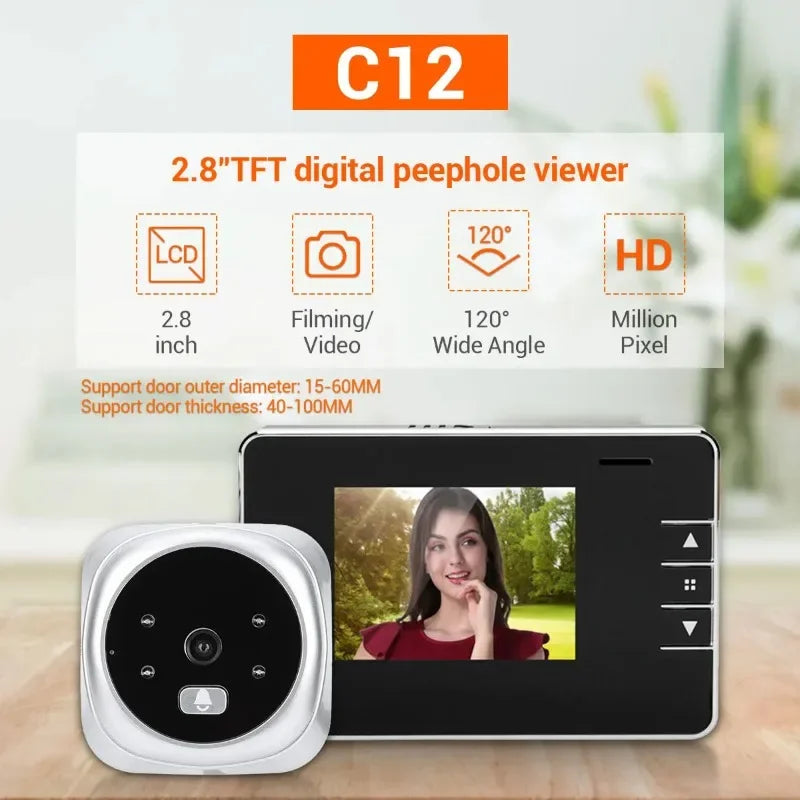 2.8 inch Video peephole Digital Door Camera Doorbell 120 Degree Angle Peephole Viewer video Eye Door Doorbell Outdoor Door Bell Qme