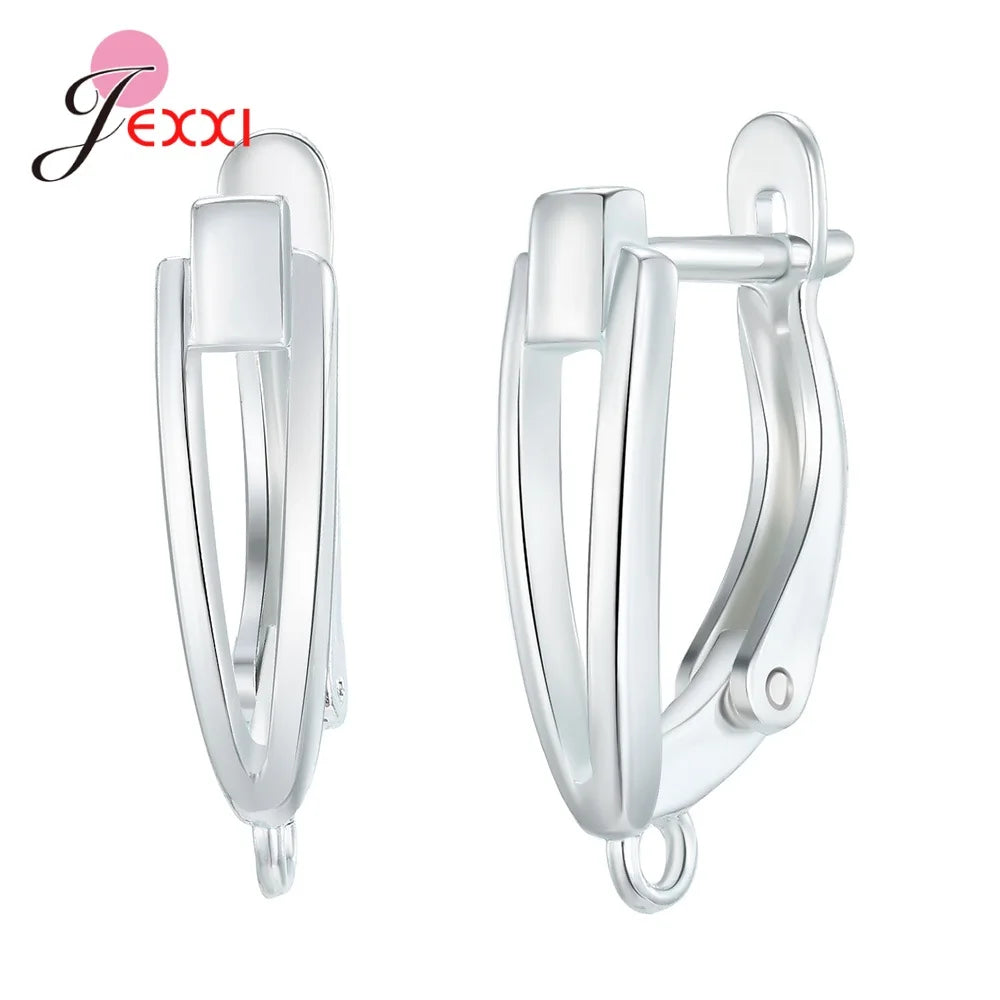 Korean Style Various Model Crystal Earring Findings Genuine 925 Sterling Silver Color Earring Findings Jewelry Accessory for DIY Qme N