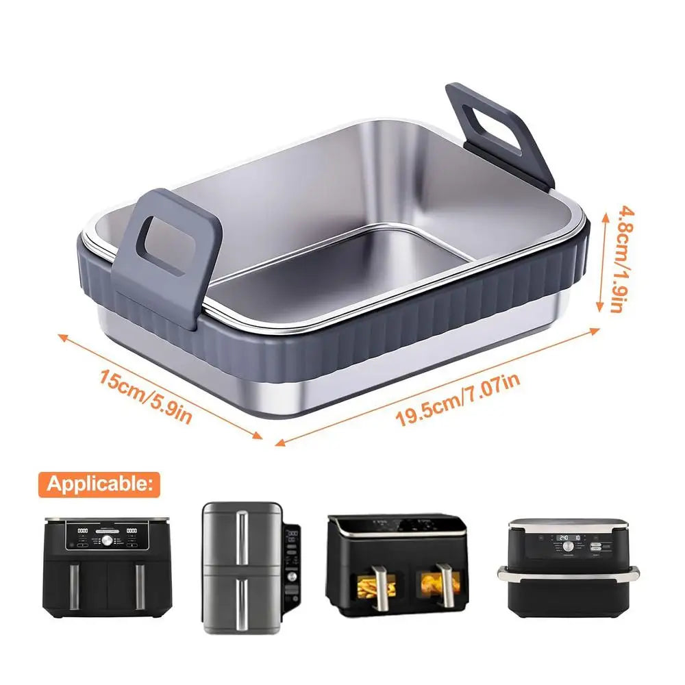 Air Fryer Baking Pan Non-stick Heat-resistant Silicone Handle Kitchen Qme China Mainland Blue