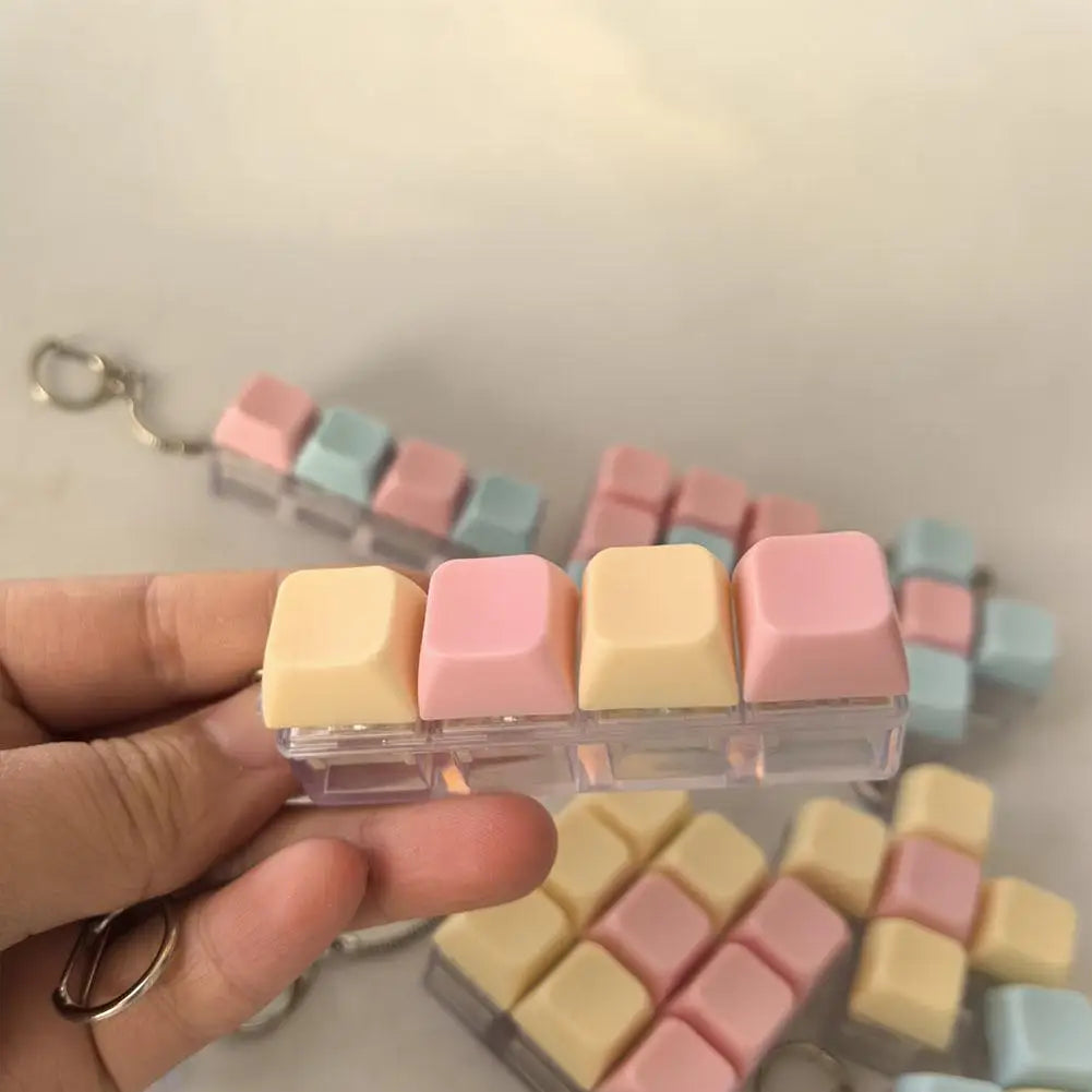 Keyboard Caps Toy Press Stress Relief Fidget Button Key Caps Fidget Keychain Keyboard Keychain Toys Finger Keyboard Key Toy Qme