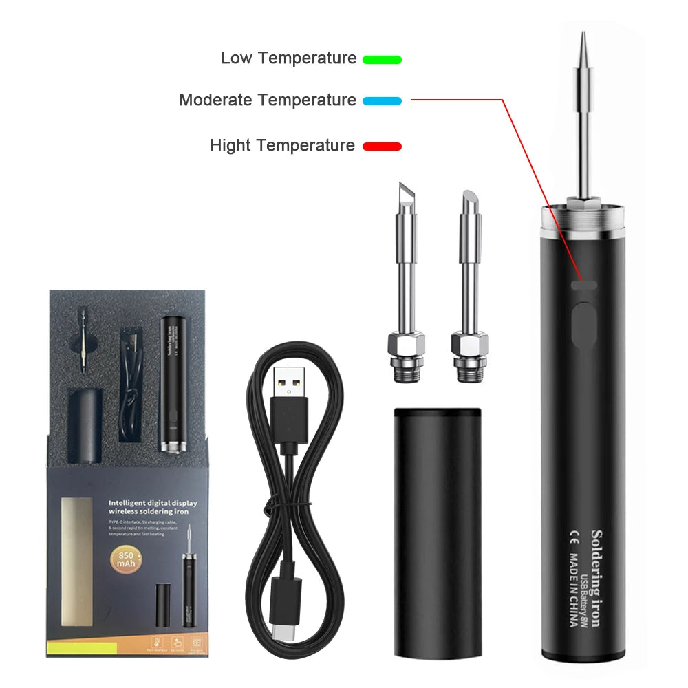 USB Soldering Iron 5V 8W Lithium Battery Portable Repair Welding Qme B510 SET1