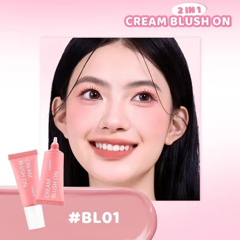 Blush Liquid Blusher Cheek Makeup Blush Matte Peach Pink Blusher Cosmetics Moisturizing Liquid Cream Stick Facial Shadow Beauty Qme 01