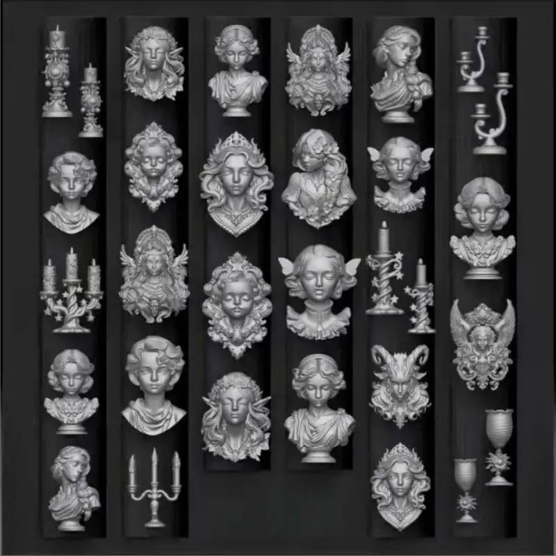 European Gypsum Statue 3D Relief Nail Art DIY Decoration Transparent Qme A1