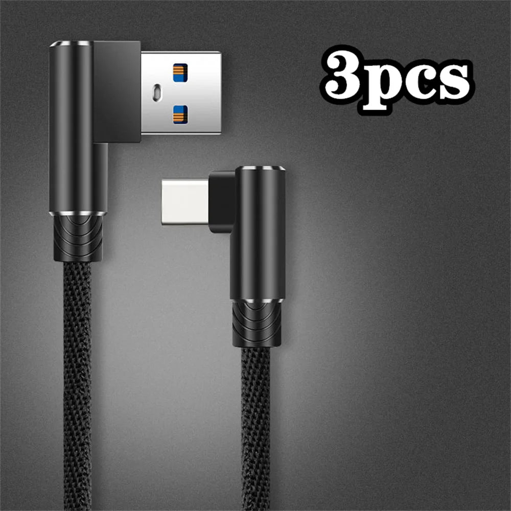 40W USB C Ports Fast Charge Cable Universal USB To Type C Data Cord 0.25M 1M 1.5M 2M PD Port Extension Nylon Braided Data Wire Qme 3pcs black 2m