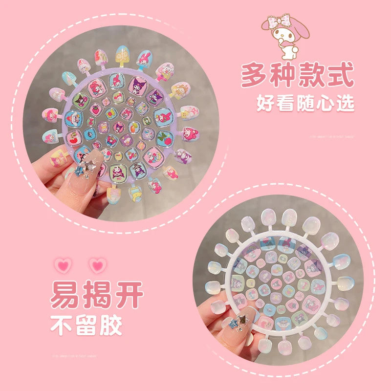 Hello Kitty Kuromi Nail Stickers Non-toxic, Odorless, Nail Art Stickers, Cartoon-themed with Pre-applied Adhesive, Toy Stickers Qme