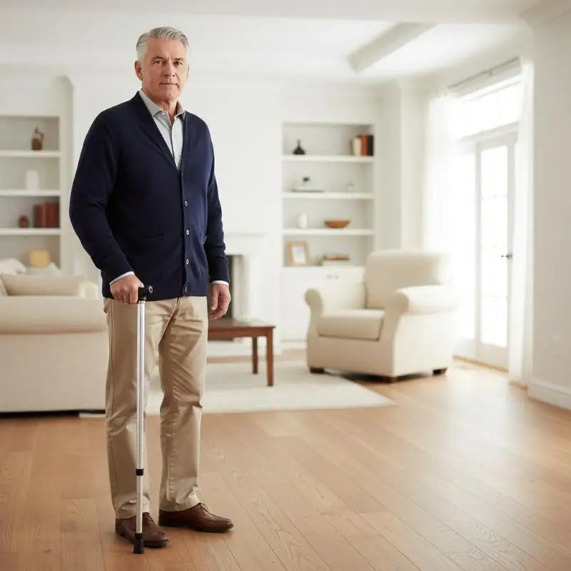 Adjustable Walking Stick 2 Section Stable Anti-skid Crutch Old Man Qme