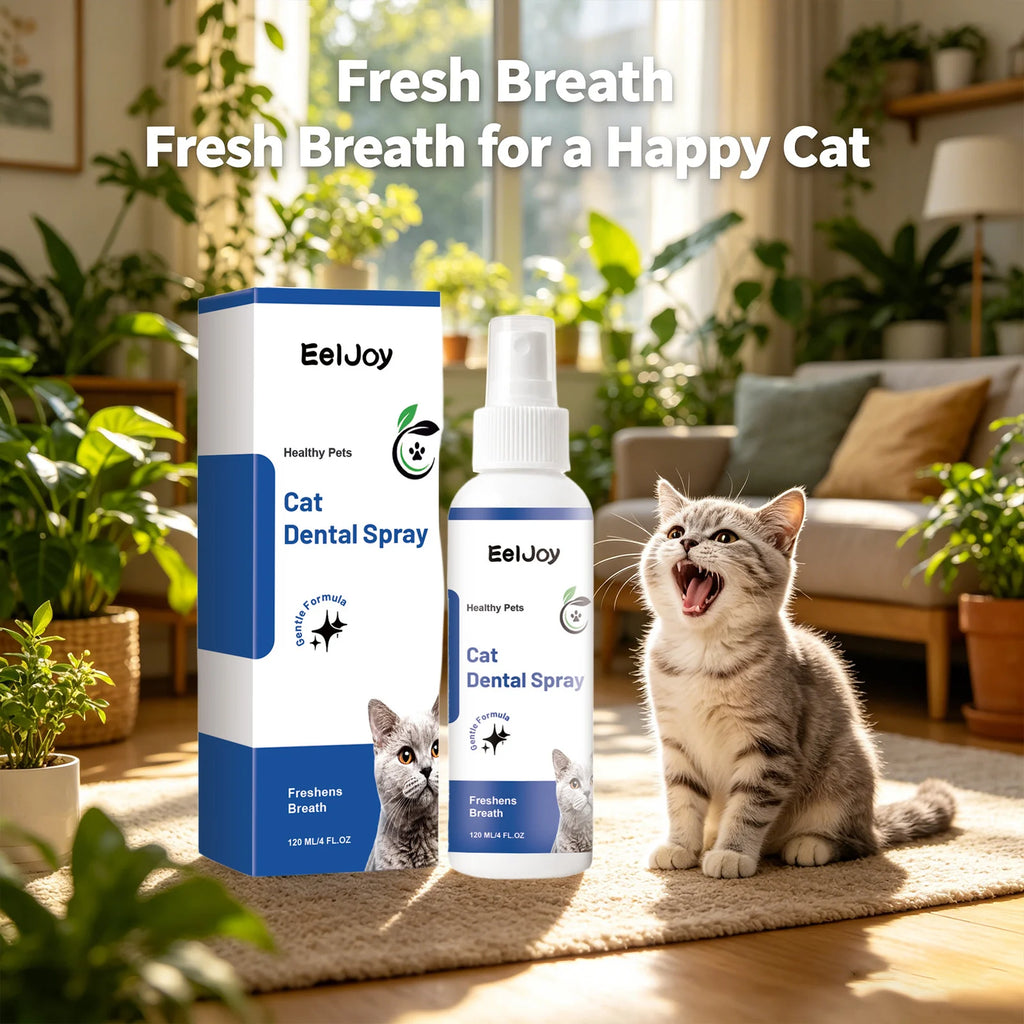Pets Dental Cleaning Spray Removing Dental Plaque Reduce Calculus Eliminate Bad Odor Freshen Breath No-Brush Cat Oral Care Spray Qme