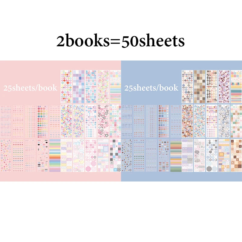 2 Books Colorful Macaron Basic Sticker Book, Versatile for Journal & Album Decor, Essential for Craft Lovers Qme 2 Books