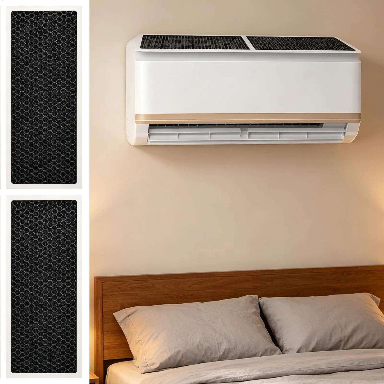 Air Conditioner Filters 2-Piece Reusable Washable Purification Qme