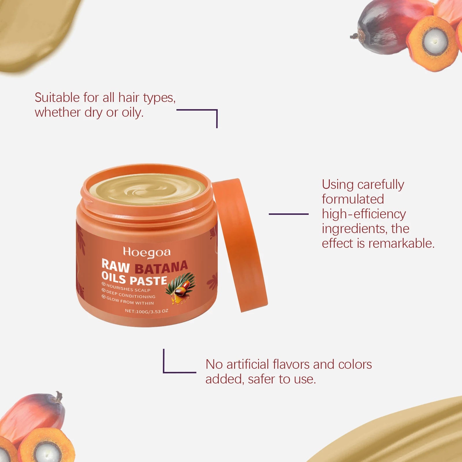 Damaged Repairing Hair Mask Organic Batana Oil Dry Hair End Repair Anti-Loss Smoothing Treatment Conditioner Hair Care Qme