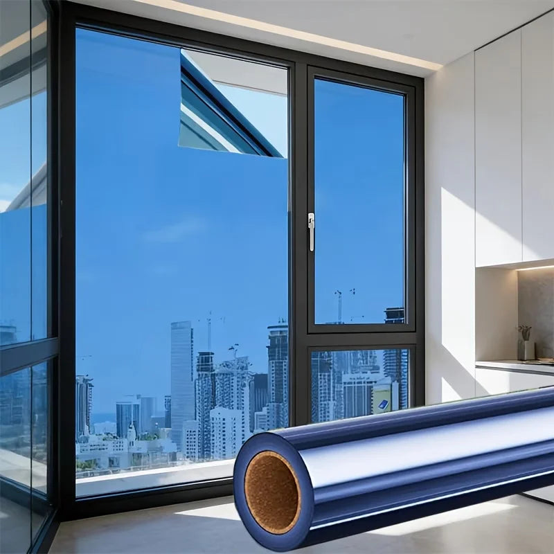Heat-Insulating One-Way Window Film Protects Privacy During The Day Electrostatic Adsorption Heat Insulation And UV Protection. Qme lanyin 40cmX3m