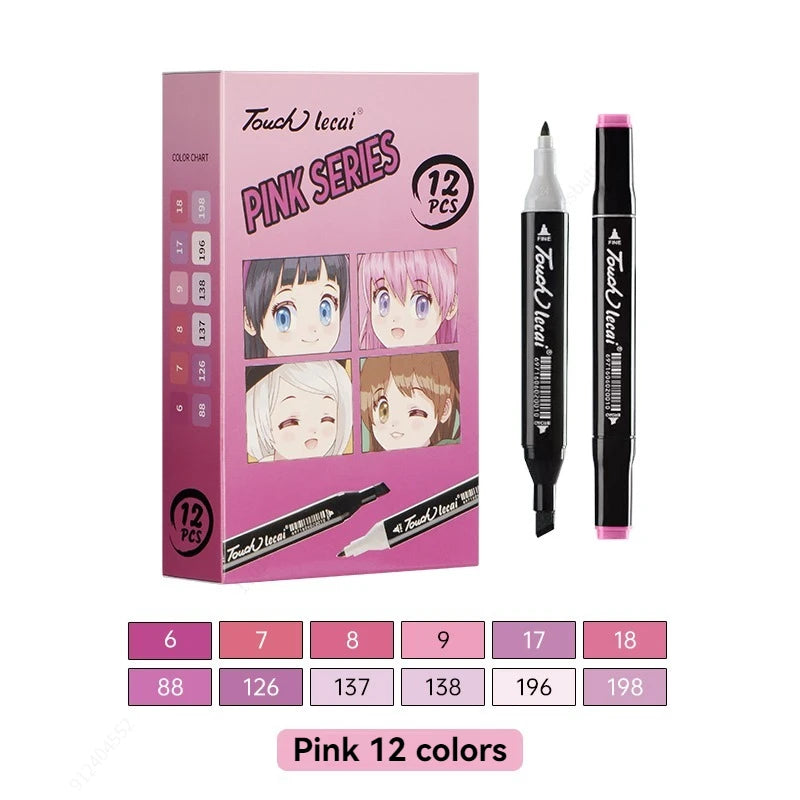 Alcohol Markers, Dual Brush Tip Permanent Art Markers, Coloring Marker, for Book Painting Card Making, Christmas gift Qme pink series