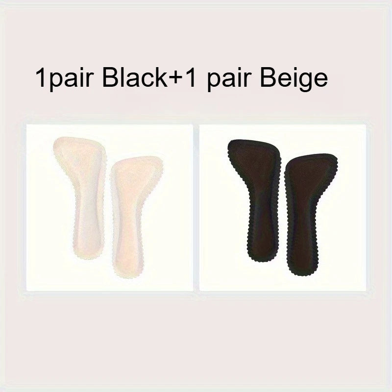 Self-Adhesive Sandal Insoles,Anti-Slip Breathable Shoe Pads for Heels,Open-Toe Shoes,Sweat-Absorbent Foot Cushions Qme 2pairs Beige Black