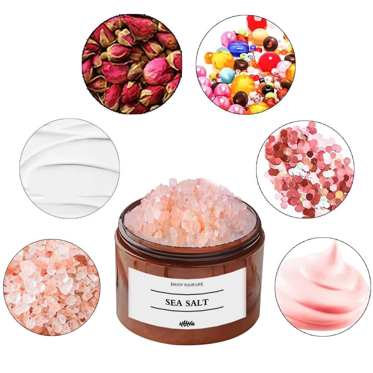Bath Salt Storage Container Reusable Amber Hair Mask Sea Salt Body Scrub Dispenser Box Bathroom Shower Salt Case Qme