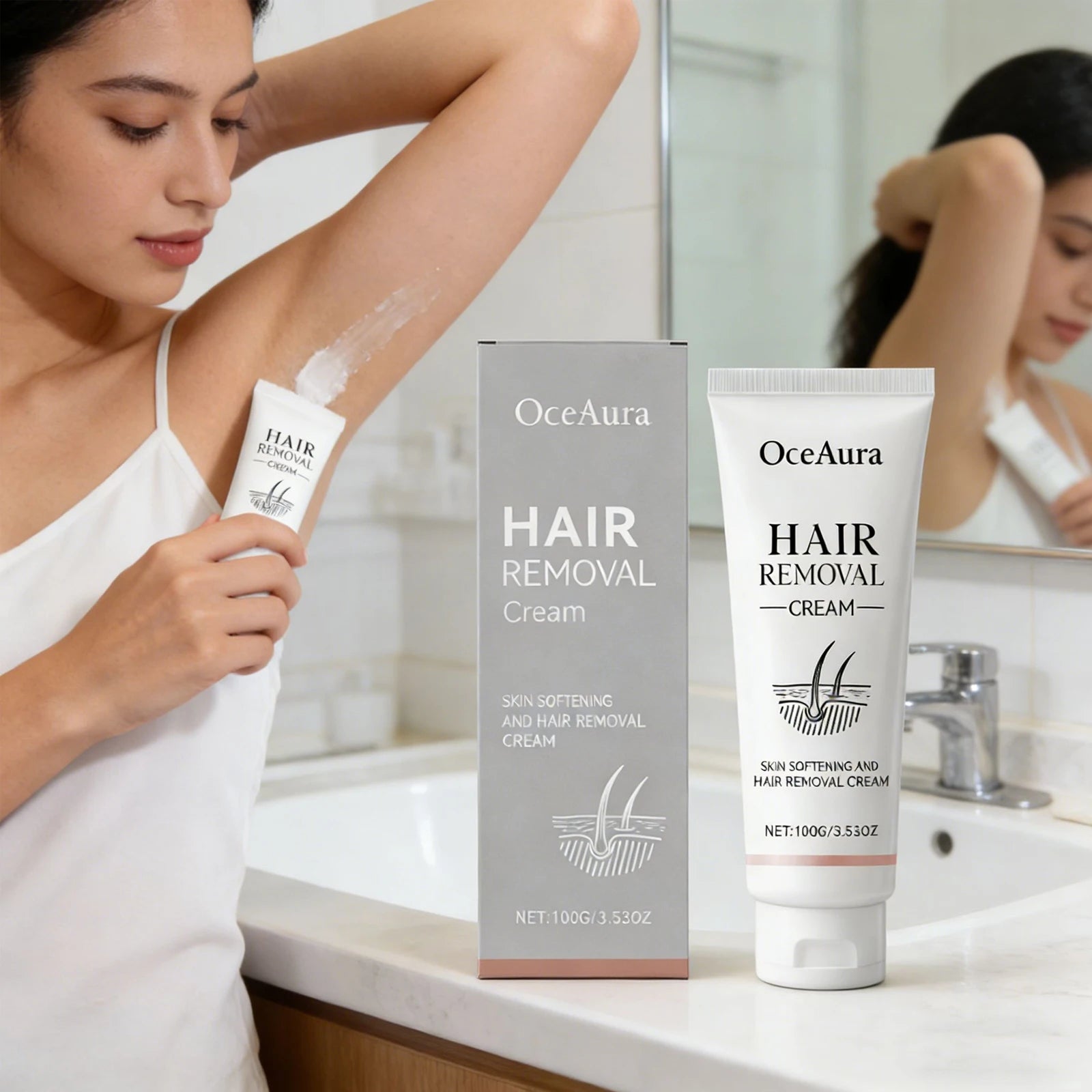 Oceaura Hair Removal Cream Legs Arms Full Body Use Skin Softening Qme