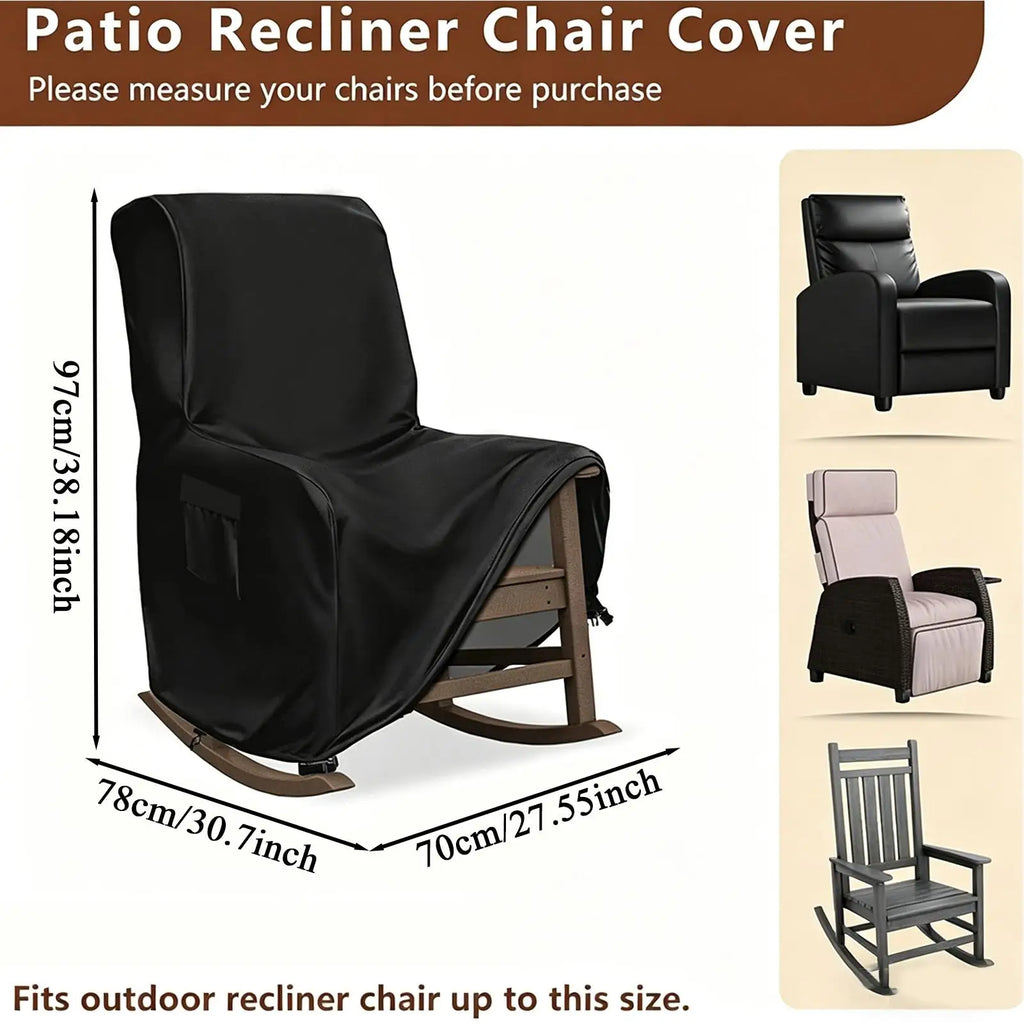 Rocking Chair Cover Outdoor Recliner Protector Heavy Duty Furniture Cover for Patio Lawn Backyard Porch Balcony Garden Camping Qme
