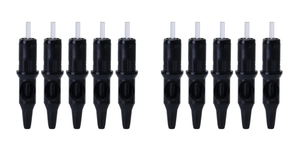 New Ball Point Pen Tattoo Cartridge Needles 5 Colors Practice Needles Drawing For Motor Tattoo Pen Grip Cartridge Supplies Qme 10PCS Black