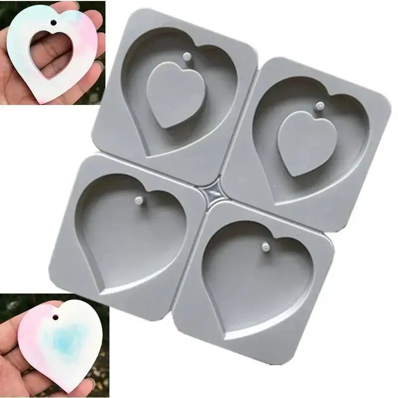 DIY Creative Handmade Silicone Mold Aromatherapy Plaster Soap DIY Cake Decoration 4 Sets Of 2 Hearts Can Be Divided Accessories Qme A