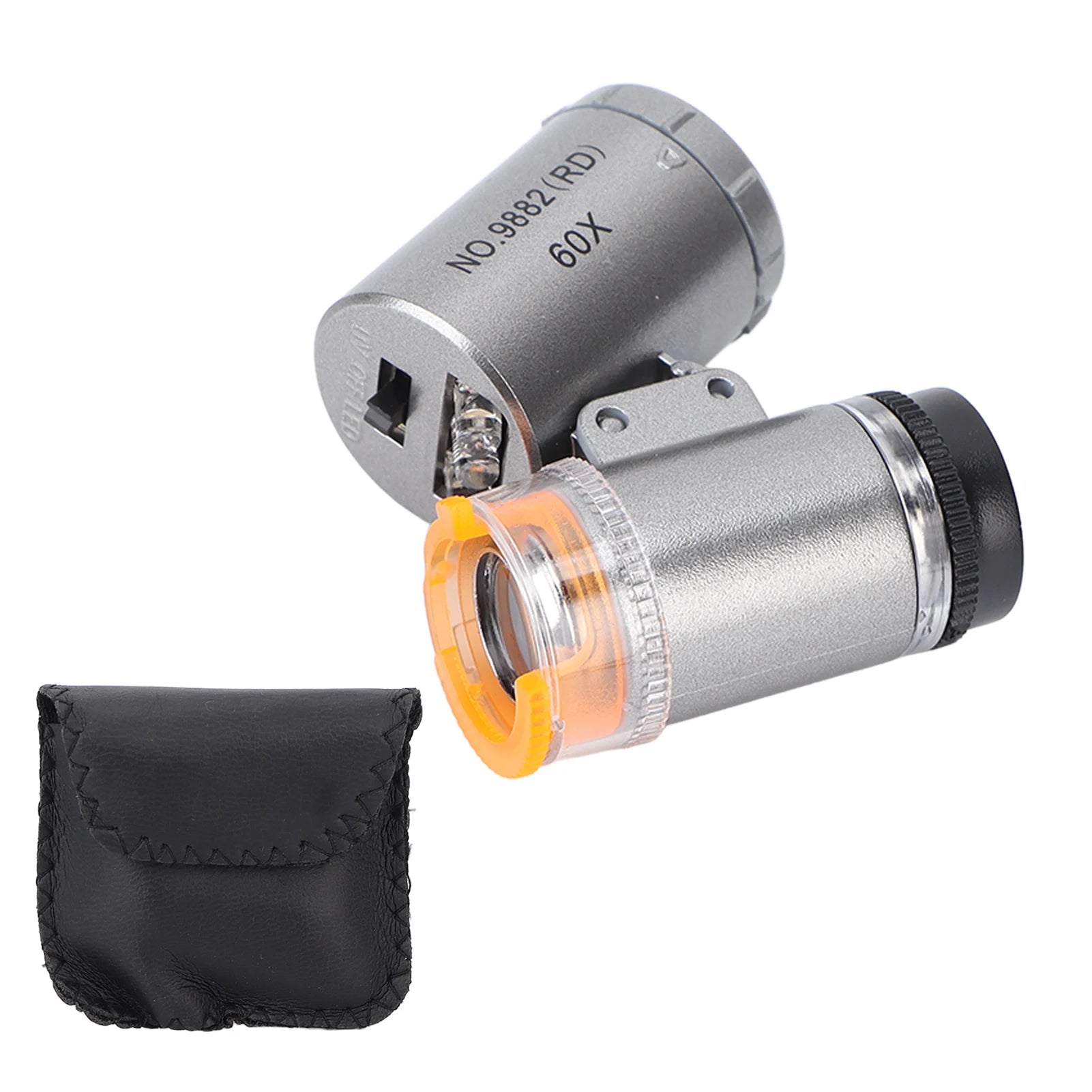 Mini Microscope 2 LED Lights 60X Magnification Widely Used ABS Acrylic Microscope for Antique for Jewelry for Currency Qme as pic