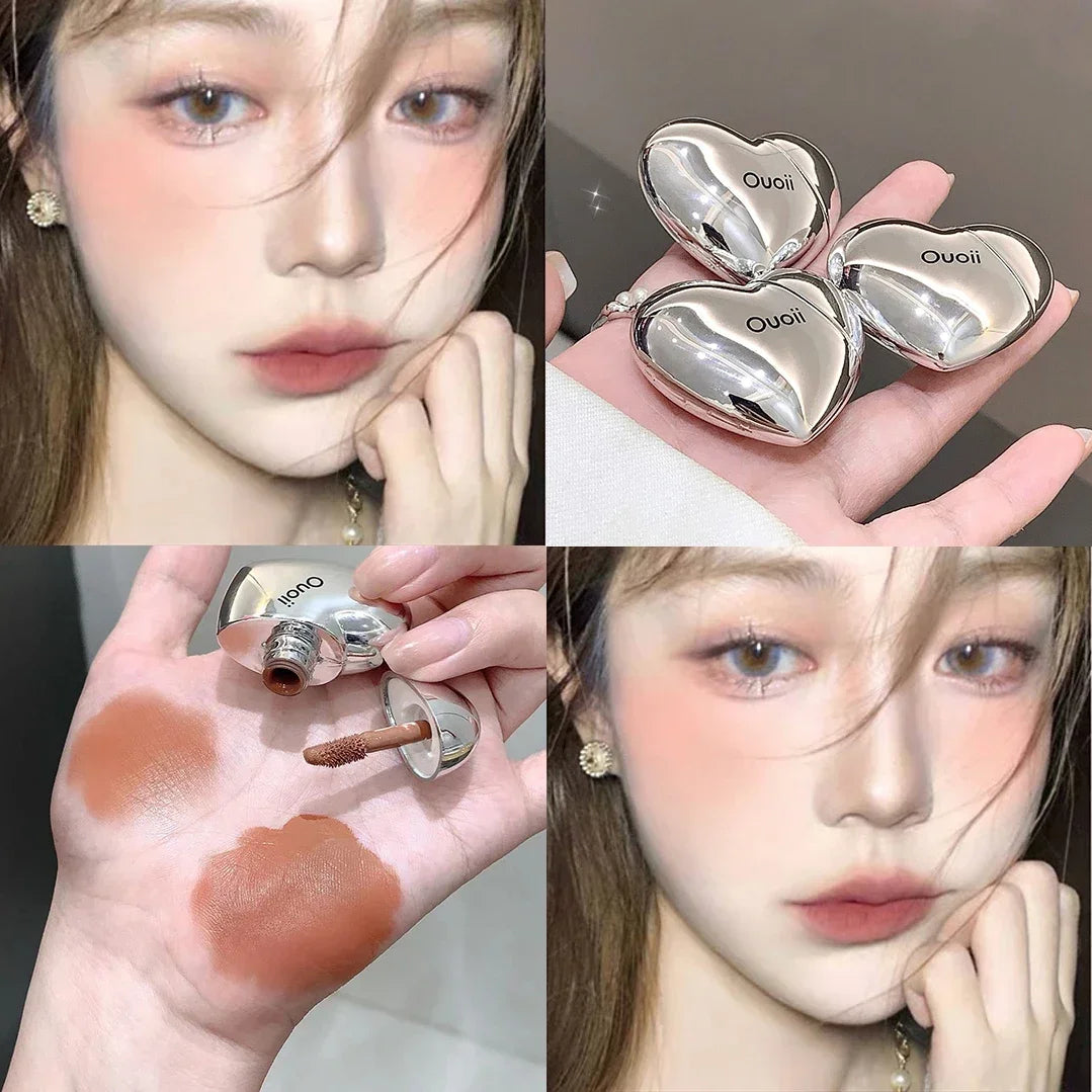 Lavender Matte Liquid Blush Velvet Heart Strawberry Peach Face Pigment Lasting Beauty Natural Cheek Tint Cream Blush Makeup Qme
