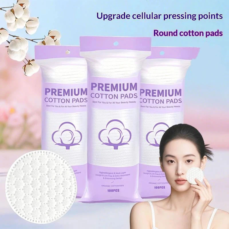 Makeup Removal Cotton Pads 300 600 Soft Pearl Embossed Notched Design Qme