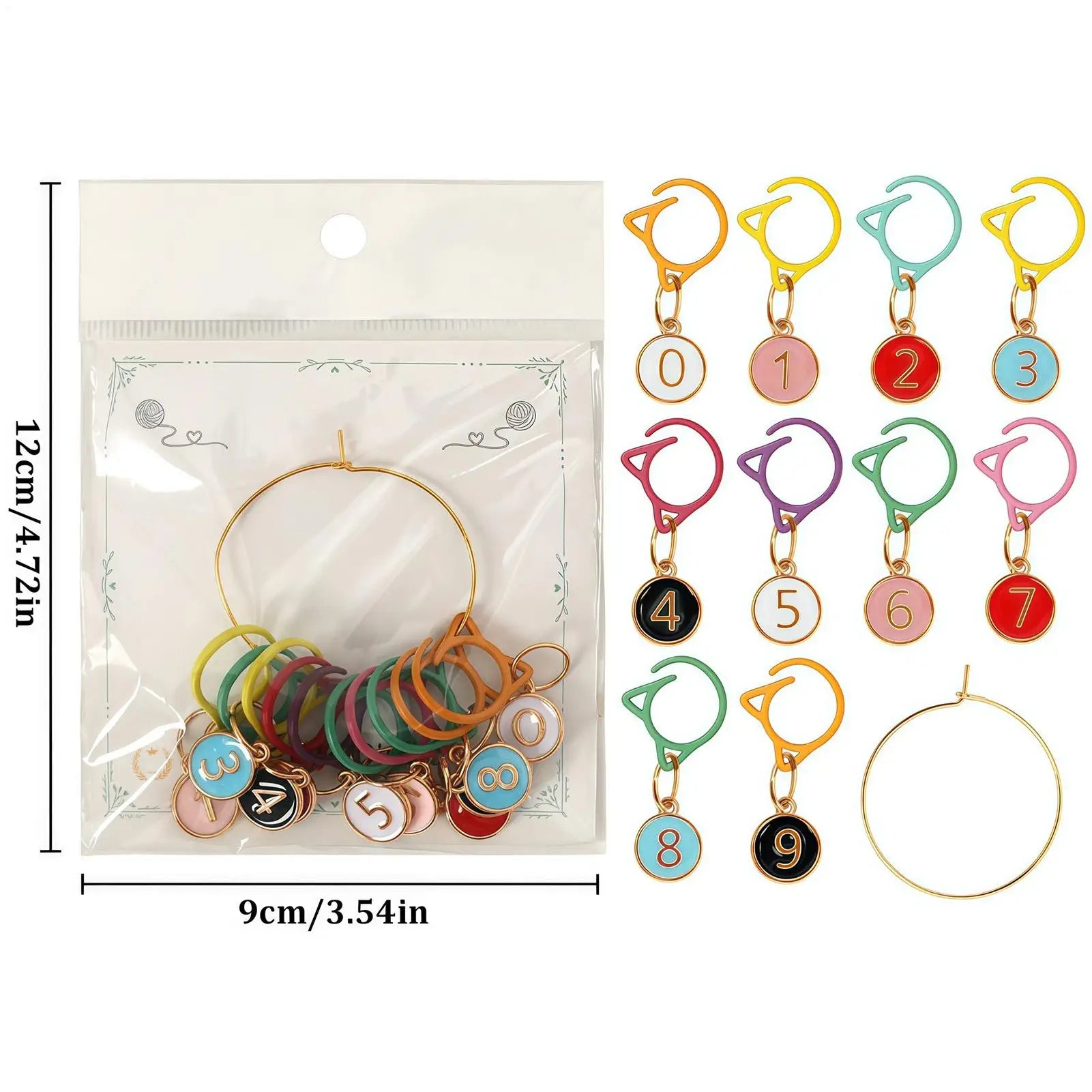 Crochet Markers Numbered Multicolor Cat Ear Metal Clip Knitting Qme