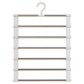 Foldable Pants Hanger Multi Layer Non Slip Clips Space Saving Closet Organizer for Trousers Storage Collapsible Hanging System Qme white-7 strokes