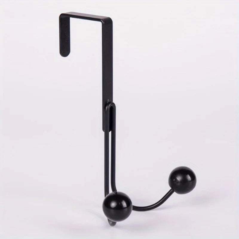 1pc, Iron Simple Door Hook, Nail-free Wardrobe Door Hook, Metal Craft Coat Multi-functional Double-headed Hook Qme Black