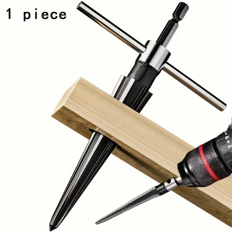 High Carbon Steel Hexagonal Hole Opener Set - Cone Cutters for Wood, Metal and Plastic - Bit Compatible Reamer Tool Accessories Qme