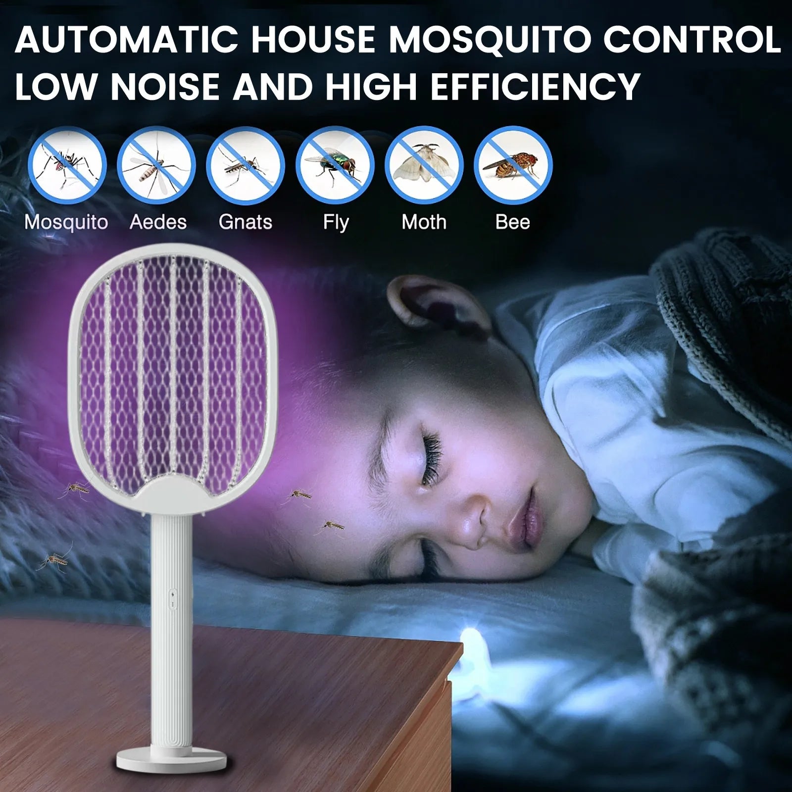 Rechargeable Folding Mosquito Swatter 2-in-1 Fully Automatic Mosquito Trap And Repellents Device Outdoor Protable Bug Zappers Qme