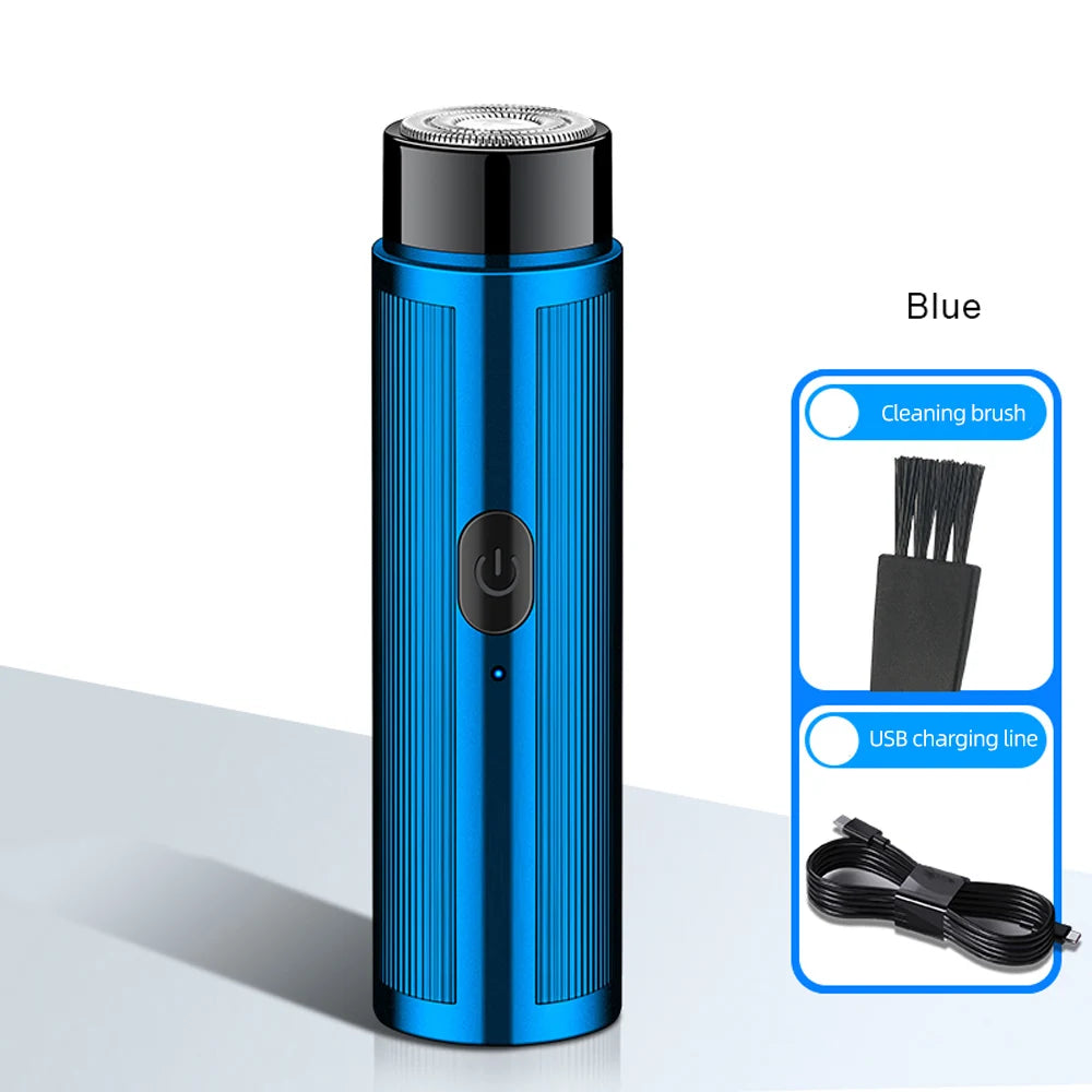 Razors For Men Mini Electric Shaver USB Charging Models Portable Shaver Razor Long Lasting Machine Shaving Electric Shaver Tool Qme Blue