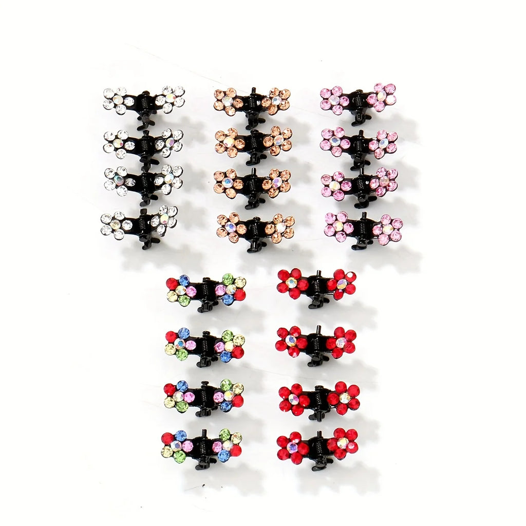 Mini Hair Clips Plum Flower Crystal Design Drill Hair Claw Pins for Women Styling Accessories for Parties Weddings Birthdays Qme