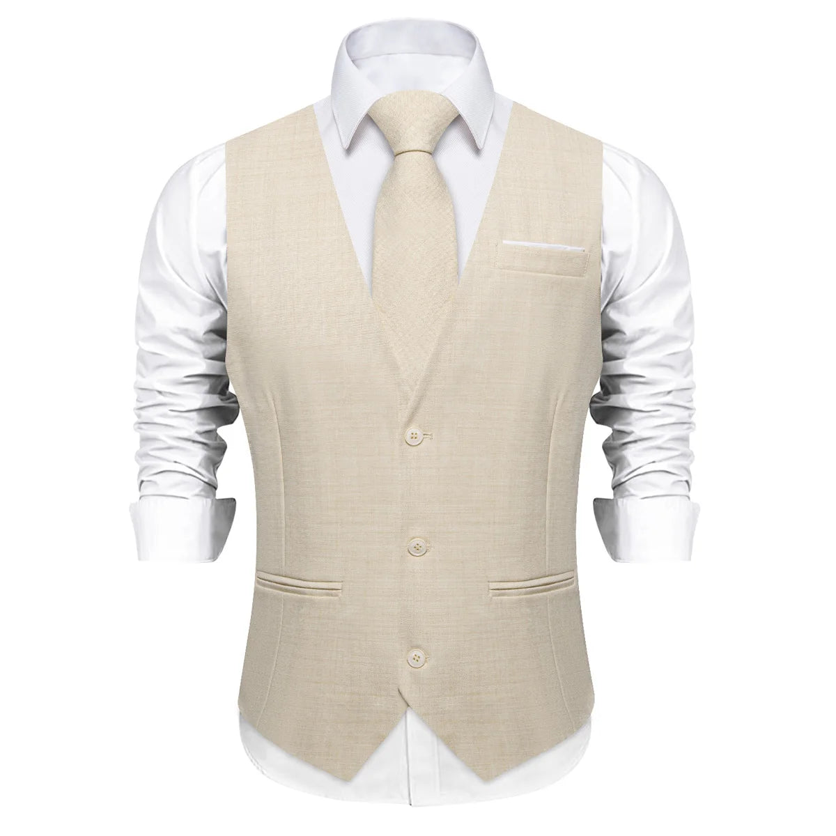 Men's Solid Formal Suit Vest – V-Neck Adjustable Back Belt Button Closure, for Weddings, Business and Casual Occasions Qme MJ-0623 XL