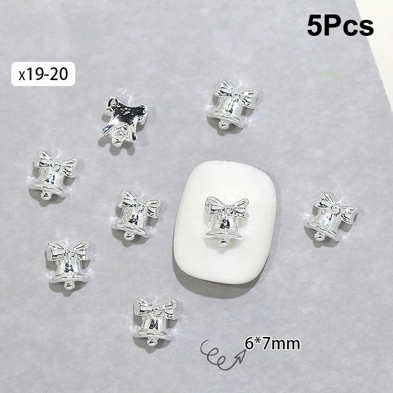 Christmas Alloy Nail Accessories Mini Colored Bow Bell Rhinestones Qme x19 20