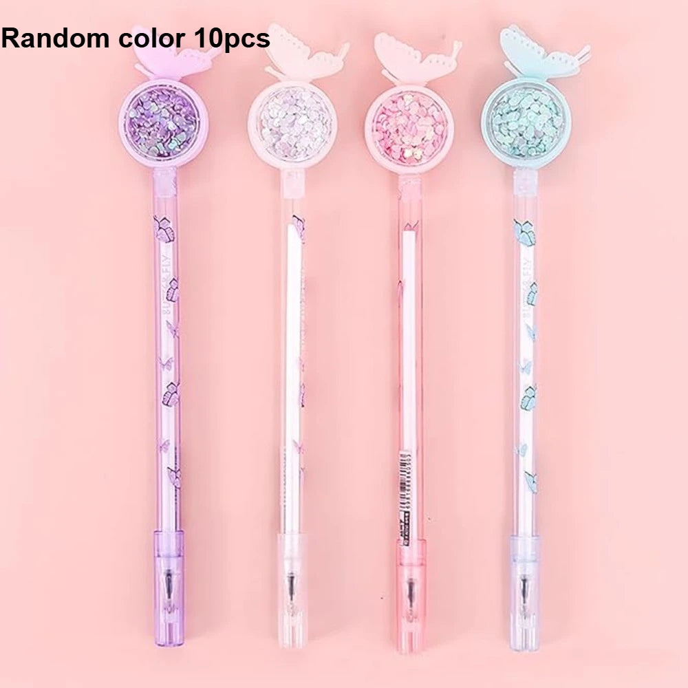 10pcs Butterfly gel pen novelty holiday pen with black ink, suitable for nurses, students, teachers, classroom office supplies Qme Random color 10pcs