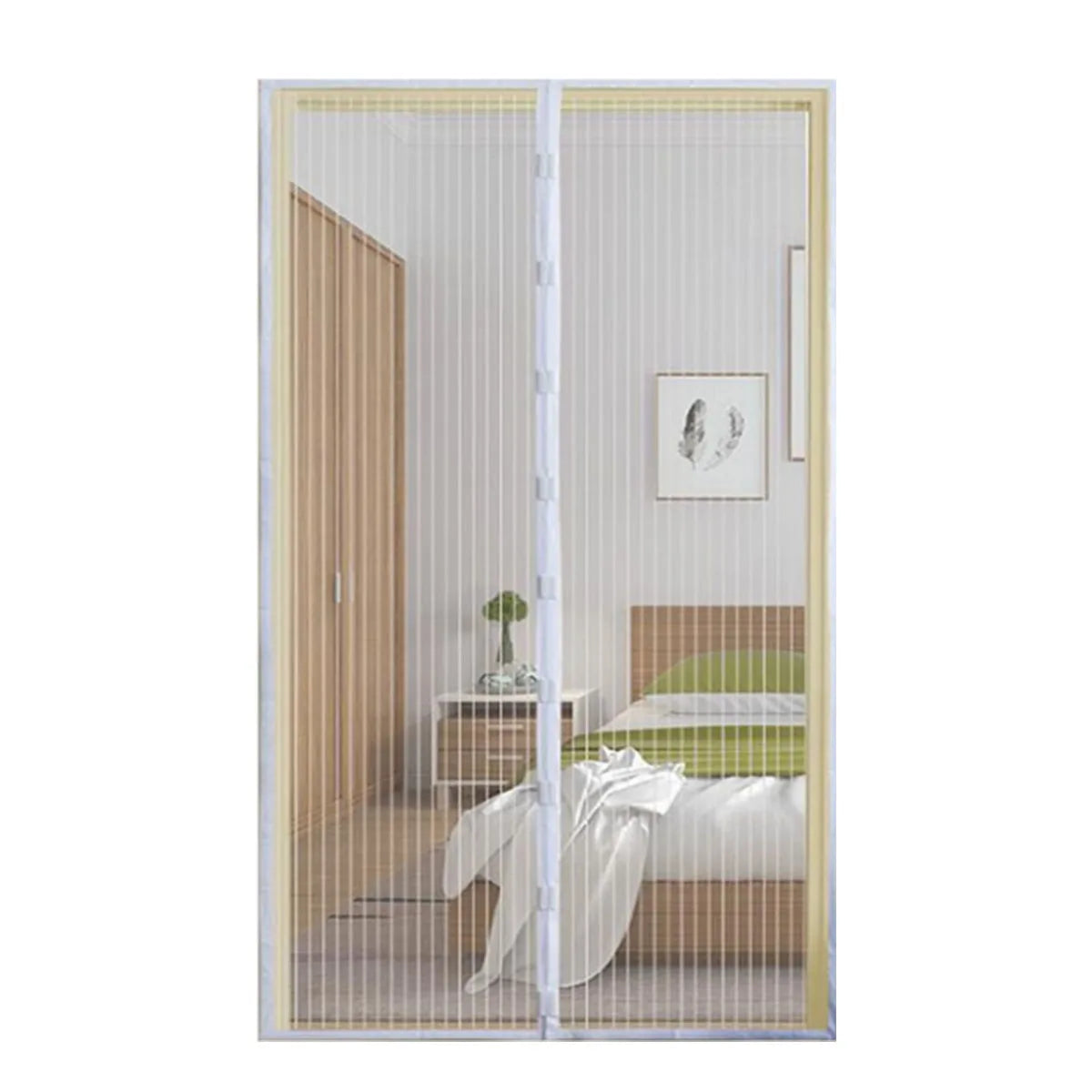 2-Piece Magnetic Screen Door Self-Closing Mesh Curtain, Anti-Mosquito Breathable Net for Home Bedroom Kitchen Balcony Door Qme