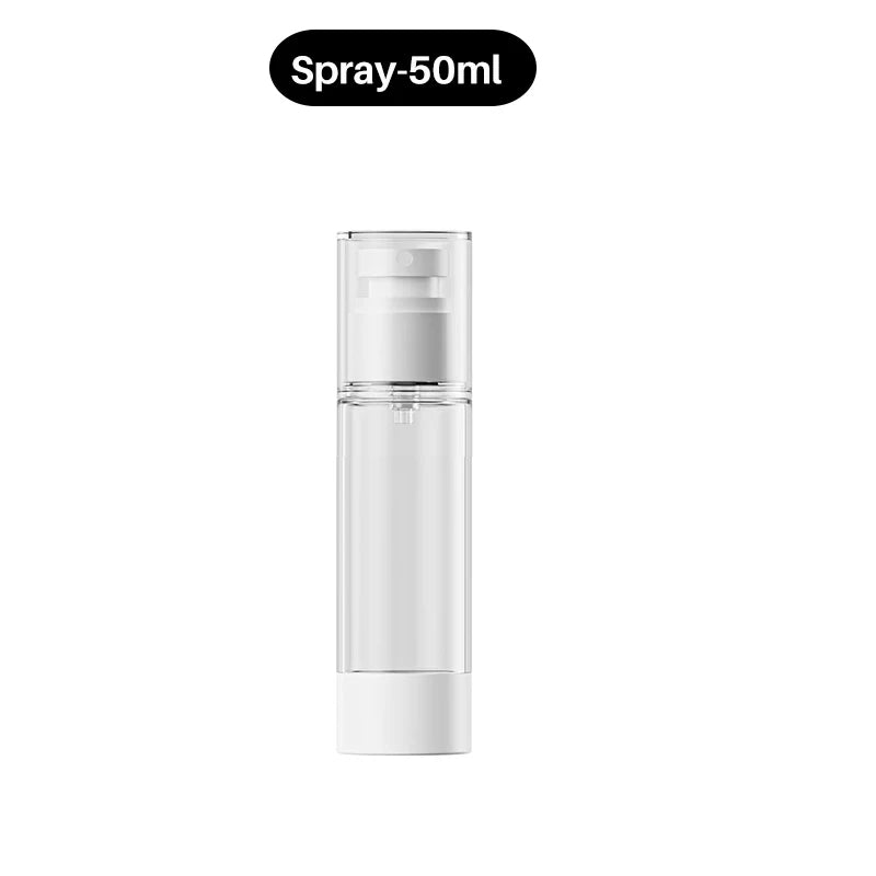 15-100ml Airless Pump Bottles Clear Refillable Vacuum Bottle Set Travel Portable Lotion and Spray Dispenser Cosmetic Containers Qme 50ml-Spray Bottle