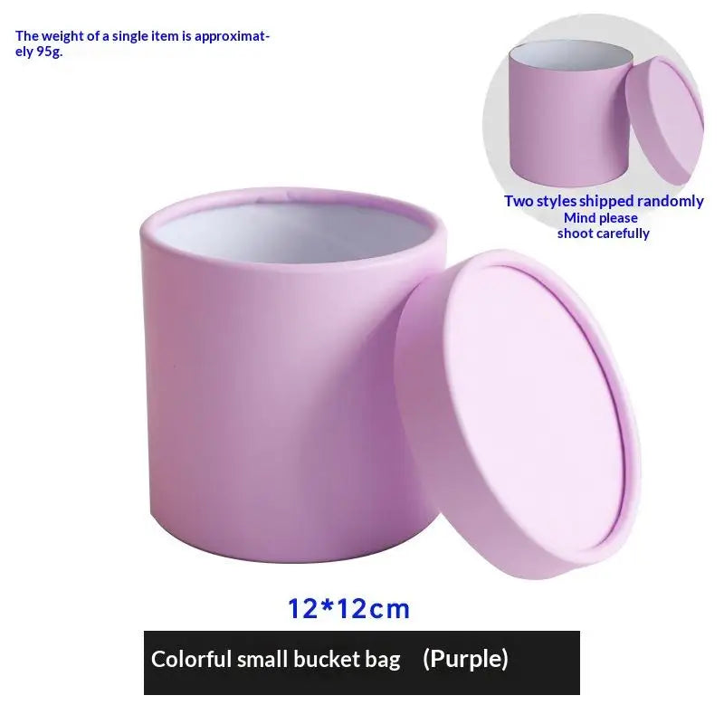 12x12cm Round Flower Box Arranged Gift Box Preserved Bouquet Elegant Box For Wedding Party Rose Flower Packaging Decoration Qme Purple