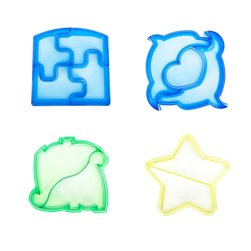 1/4PCS Sandwich Cutter Mold Dinosaur Shape Kids Sandwich Cutter Bread Biscuits Mold Baking Pastry Tools Cake KidsLunch Maker Qme 4PCS