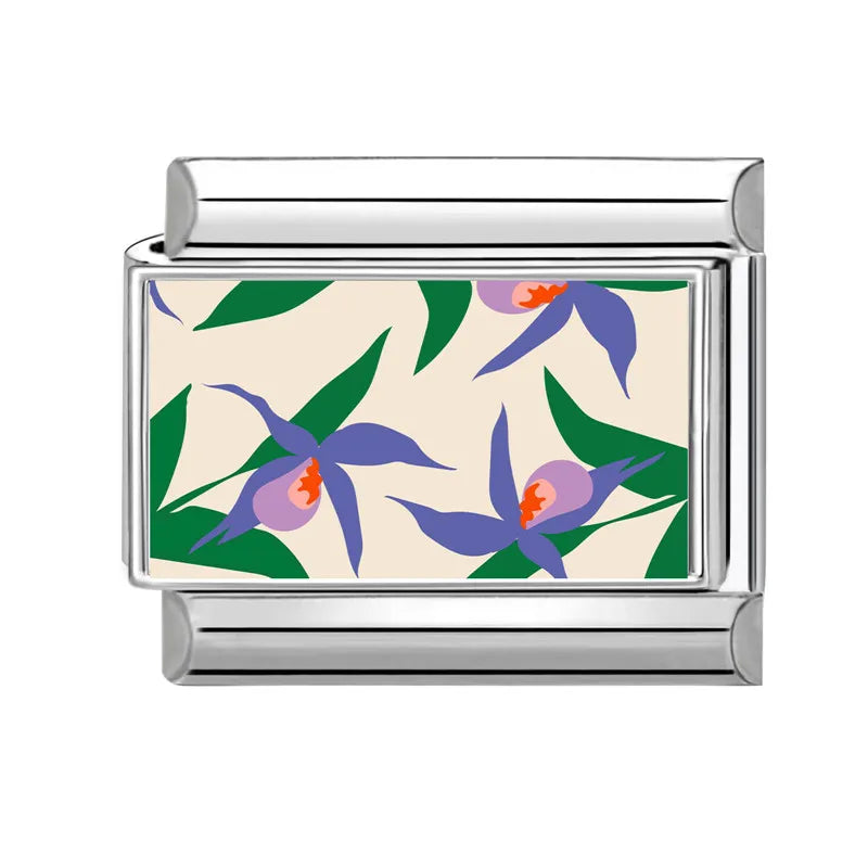 Fashion 3D Pattern Grapefruit Blue Flowers Piano Italian Charm Links Fit 9mm Stainless Steel Bracelet Jewelry DIY Making Beads Qme Style 8